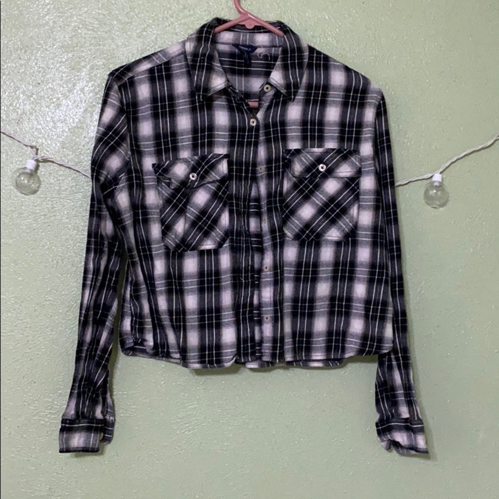 Plaid cropped long sleeve